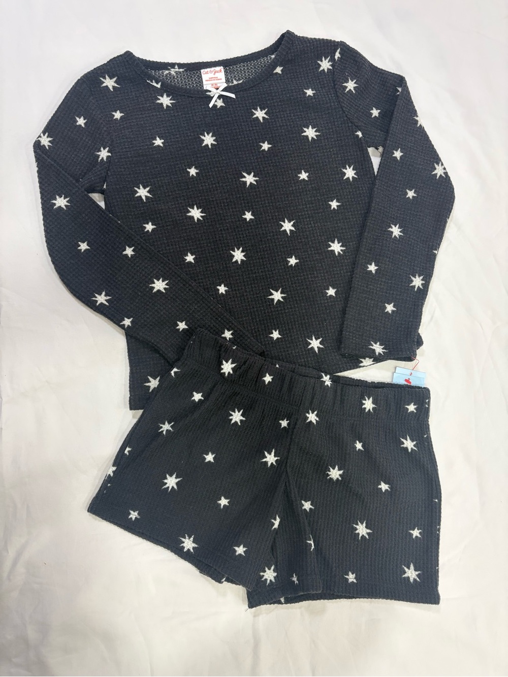 Cat & Jack Navy Star Waffle Knit Pajama Top & Shorts